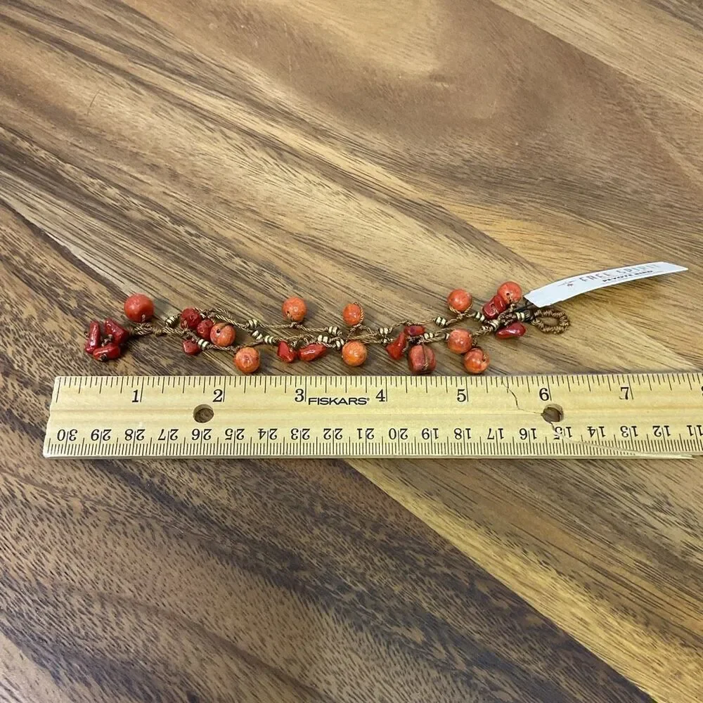NWT Peyote Bird Free Spirit Southwestern Style Bracelet Coral Corded 7